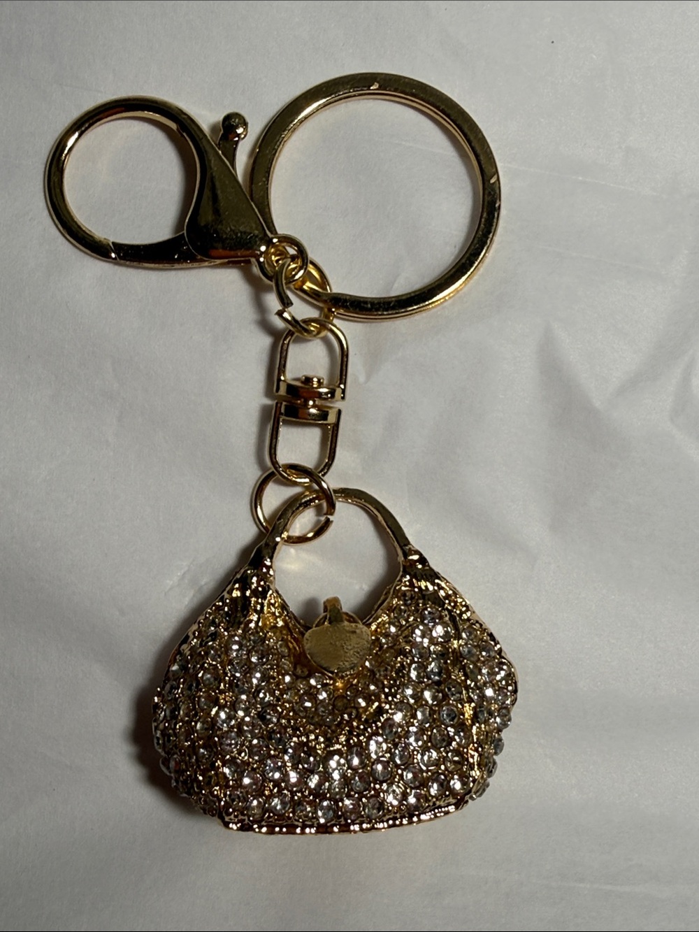 Gold Tone Crystal Mini Purse Keychain